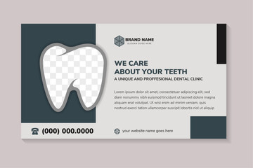 Wall Mural - dental care online banner template set, healthy teeth advertisement, horizontal ad, dentist business