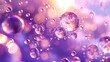 a collection of water bubbles in a purple air background,  bubbles floating on the surface of the water.purple water bubles close up