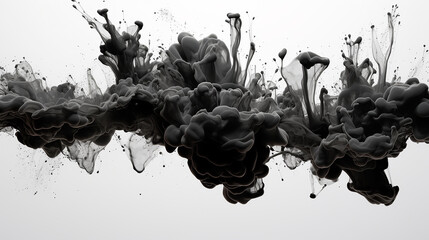 liquid explosion on black 3d illustration isolated on white background