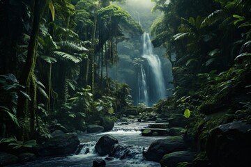 Wall Mural - A river flowing in a forest or rainforest