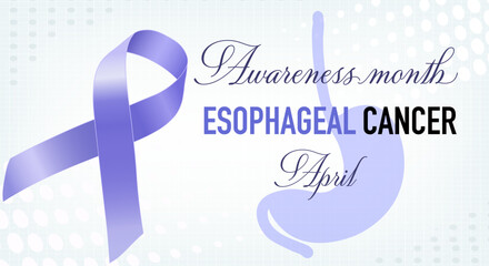 Wall Mural - Esophageal Cancer Awareness Calligraphy Poster Design. Realistic Periwinkle Ribbon. April is Cancer Awareness Month. Vector