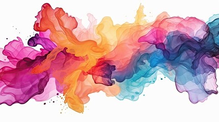 Wall Mural - abstract colorful watercolor background, Colorful smoke watercolor against a white background, perfect for vibrant and artistic designs. posters, covers, and artistic projects.splash watercolor