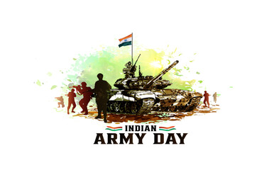 Wall Mural - Republic day of india. Indian army soldiers parade show with fighter tank and tricolor flag. Army remembering, saluting celebrating victory diwas.