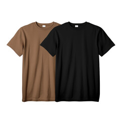 Wall Mural - Two plain flat-lay T-shirts in black and brown on a transparent background.