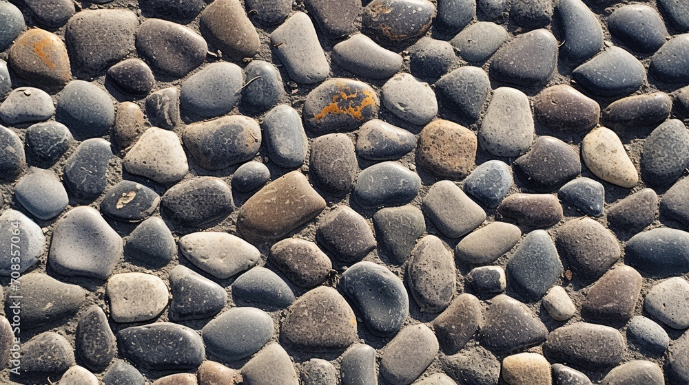 stone wall texture background, Street paving rounded cobblestone ...