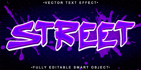 Wall Mural - Purple Graffiti Street Vector Fully Editable Smart Object Text Effect