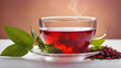 red tea with medicinal leaves on a white background