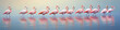 © basketman23 - Flamingos wading in a row through shallow waters,  their graceful necks and pink plumage creating a serene tableau