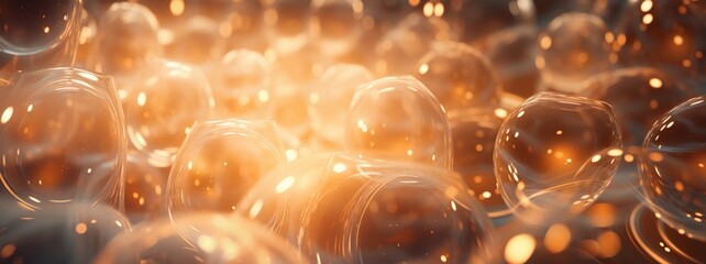 Poster - Layers of translucent circles overlapping to produce an abstract and ethereal scene. Generative AI