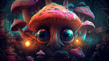 Photo Cartoon Psychedelic Mushrooms Monster Colorful 5