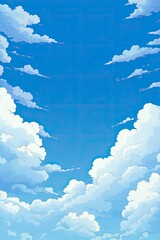 Wall Mural - Blue sky with cloud, catoon style, generative ai