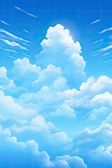 Wall Mural - Blue sky with cloud, catoon style, generative ai