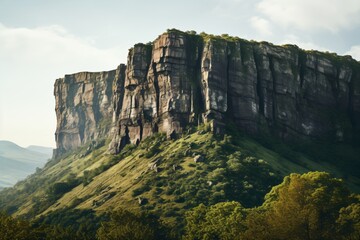 Illustration of a cliff and a valley