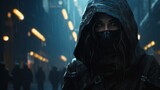 Futuristic mysterious female ninja cyberpunk AI generated image