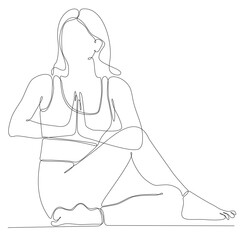 Wall Mural - continuous line drawing of woman by body yoga vector illustration