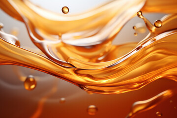 Canvas Print - A luscious flow of sweet caramel or maple syrup swirling in a 3D splash. Generative Ai.