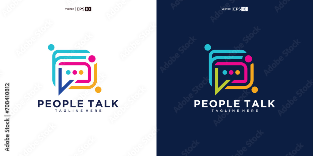 people family together human unity chat bubble logo vector icon. people ...