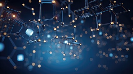 cgi 3d render of particles on dark blue background