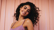 © Synthetica - Portrait of a beautiful young woman with curly hair, smiling .