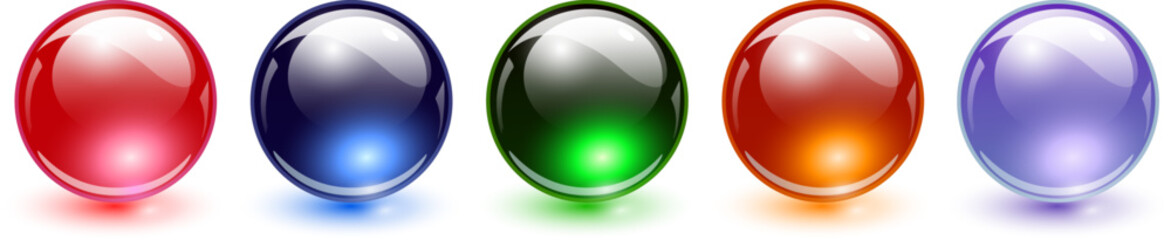 Fototapete - Colored spheres set, glossy 3D colorful glass balls collection