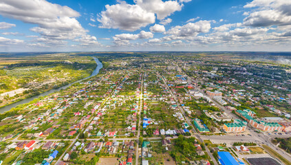 Wall Mural - Yelets, Russia. Panorama of the city center. Aerial view