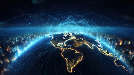 World map on technology background The best internet concept of global business