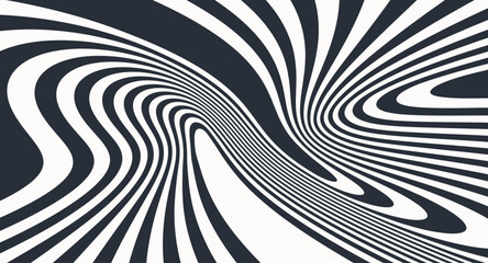 Wall Mural - Psychedelic pattern with melting and distorting lines. The geometric background by stripes. 3d vector illustration for brochure, annual report, magazine, poster, presentation, flyer or banner. 