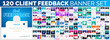 120 mega big bundle of client feedback social media post banner set. Customer feedback testimonial or client testimonials social media post web banner template mega big bundle. 