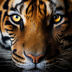 Wall Mural - macro image of the eyes and muzzle of a tiger. Wild cat. Wildlife nature concept