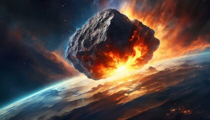 Canvas Print - burning earth in space