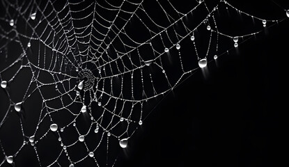Spider web on black background