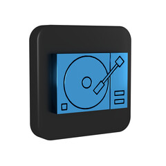 Sticker - Blue Vinyl player with a vinyl disk icon isolated on transparent background. Black square button.