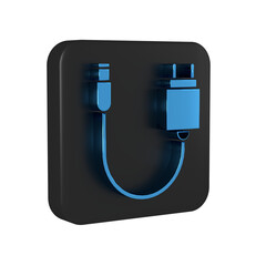 Poster - Blue Charger icon isolated on transparent background. Black square button.