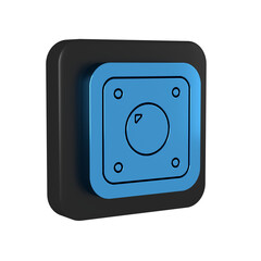 Wall Mural - Blue Electric light switch icon isolated on transparent background. On and Off icon. Dimmer light switch sign. Concept of energy saving. Black square button.