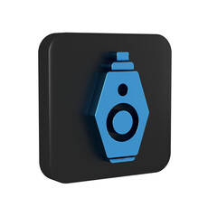 Poster - Blue Car key with remote icon isolated on transparent background. Car key and alarm system. Black square button.