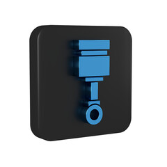 Sticker - Blue Engine piston icon isolated on transparent background. Car engine piston sign. Black square button.