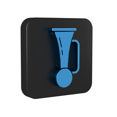 Canvas Print - Blue Signal horn on vehicle icon isolated on transparent background. Black square button.