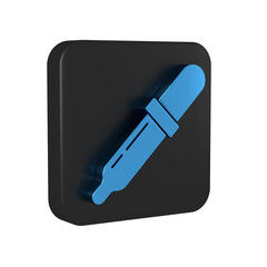 Poster - Blue Pipette icon isolated on transparent background. Element of medical, chemistry lab equipment. Medicine symbol. Black square button.