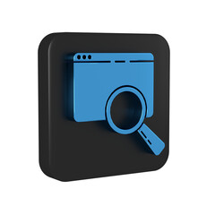 Sticker - Blue Search in a browser window icon isolated on transparent background. Black square button.