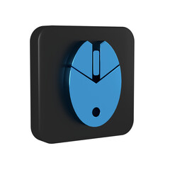 Sticker - Blue Computer mouse gaming icon isolated on transparent background. Optical with wheel symbol. Black square button.