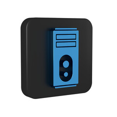 Wall Mural - Blue Computer icon isolated on transparent background. PC component sign. Black square button.