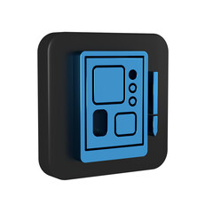 Poster - Blue Graphic tablet icon isolated on transparent background. Black square button.