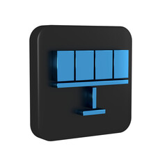 Sticker - Blue Solar energy panel icon isolated on transparent background. Black square button.