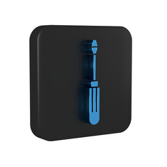 Canvas Print - Blue Screwdriver icon isolated on transparent background. Service tool symbol. Black square button.