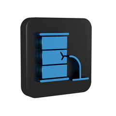 Wall Mural - Blue Barrel oil leak icon isolated on transparent background. Black square button.