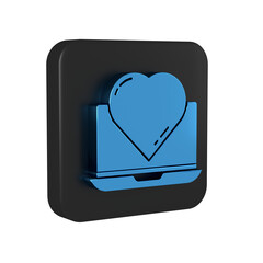 Wall Mural - Blue Online dating app and chat icon isolated on transparent background. International Happy Women Day. Black square button.