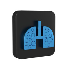 Wall Mural - Blue Virus cells in lung icon isolated on transparent background. Infected lungs. Coronavirus, COVID-19. 2019-nCoV. Black square button.