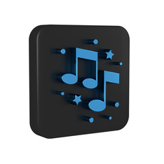 Wall Mural - Blue Music note, tone icon isolated on transparent background. Black square button.