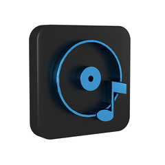 Canvas Print - Blue Vinyl disk icon isolated on transparent background. Black square button.