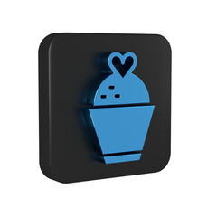 Canvas Print - Blue Wedding cake with heart icon isolated on transparent background. Black square button.